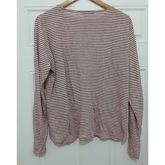Gap womens large 100% linen tshirt light pink stripe stretch knit - Picture 4 of 7